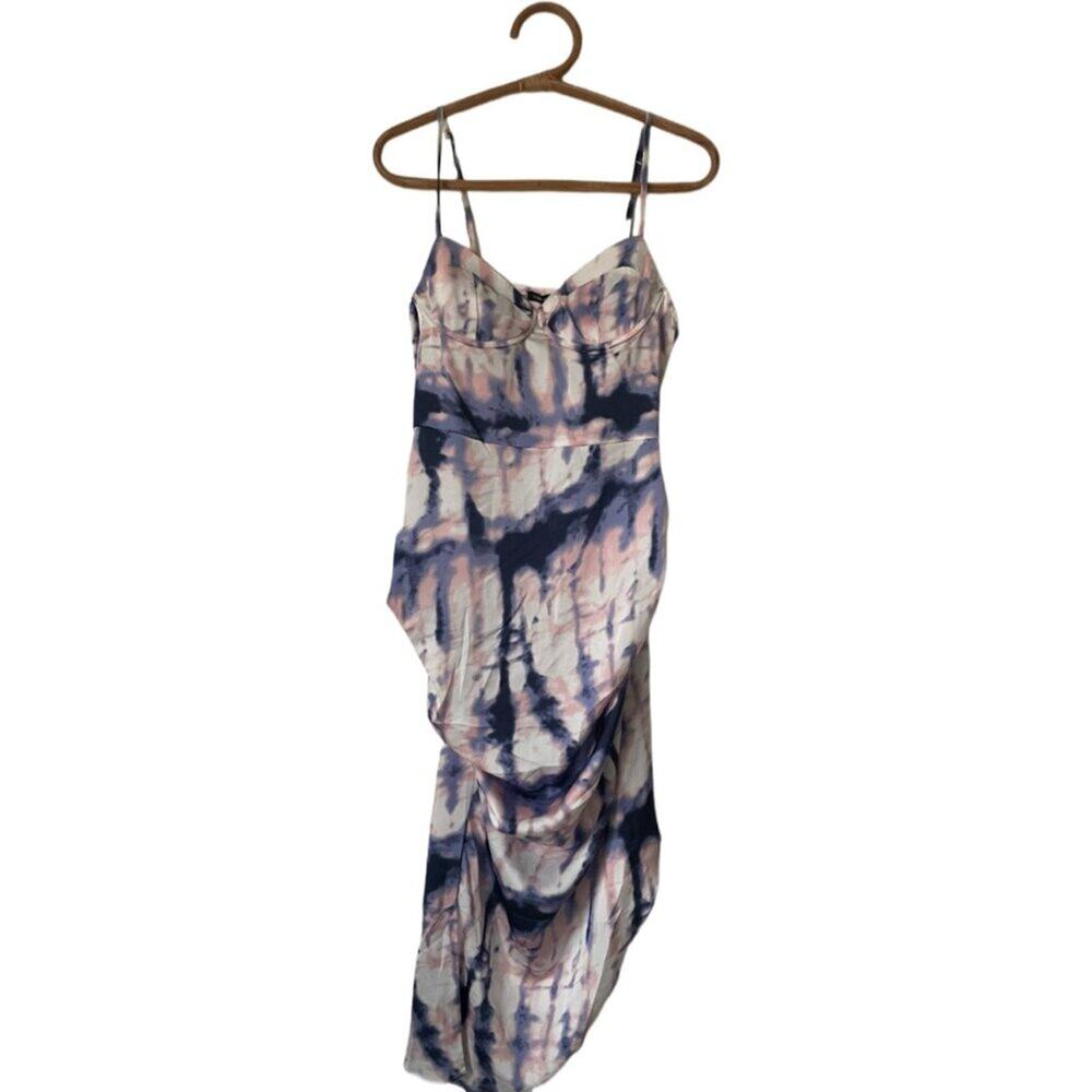 Fashion Nova Clear Skies Tie Dye Asymmetrical Bustier Midi Dress XL NWT $135 - Picture 5 of 8